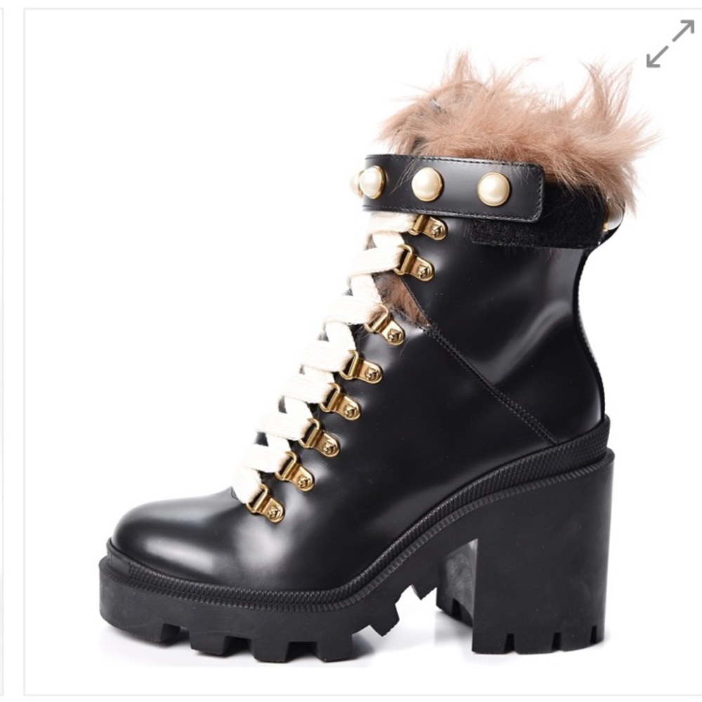 GUCCI Trip boots with pearl belt -combat boots